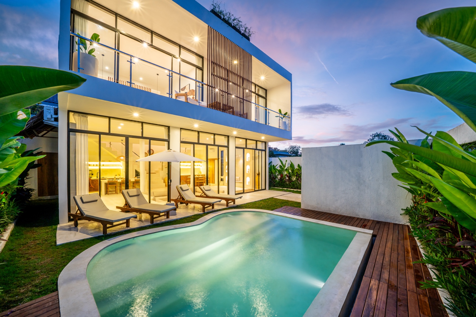 Evening pool view